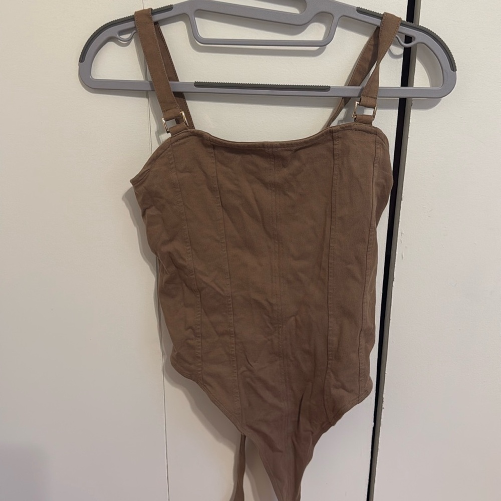 H&M brown corset style body suit size XS